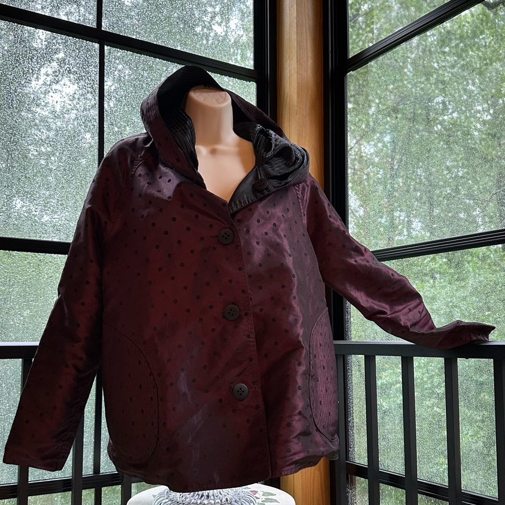 Boho Dotted Whimsigoth Witchy Reversible Hooded Boutique Rain Jacket by UbU ~ M - Picture 2 of 16
